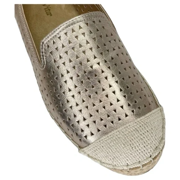 Bella Vita Womens Loafers 8.5M Channing Champagne Perforated Leather Jute - Picture 8 of 12